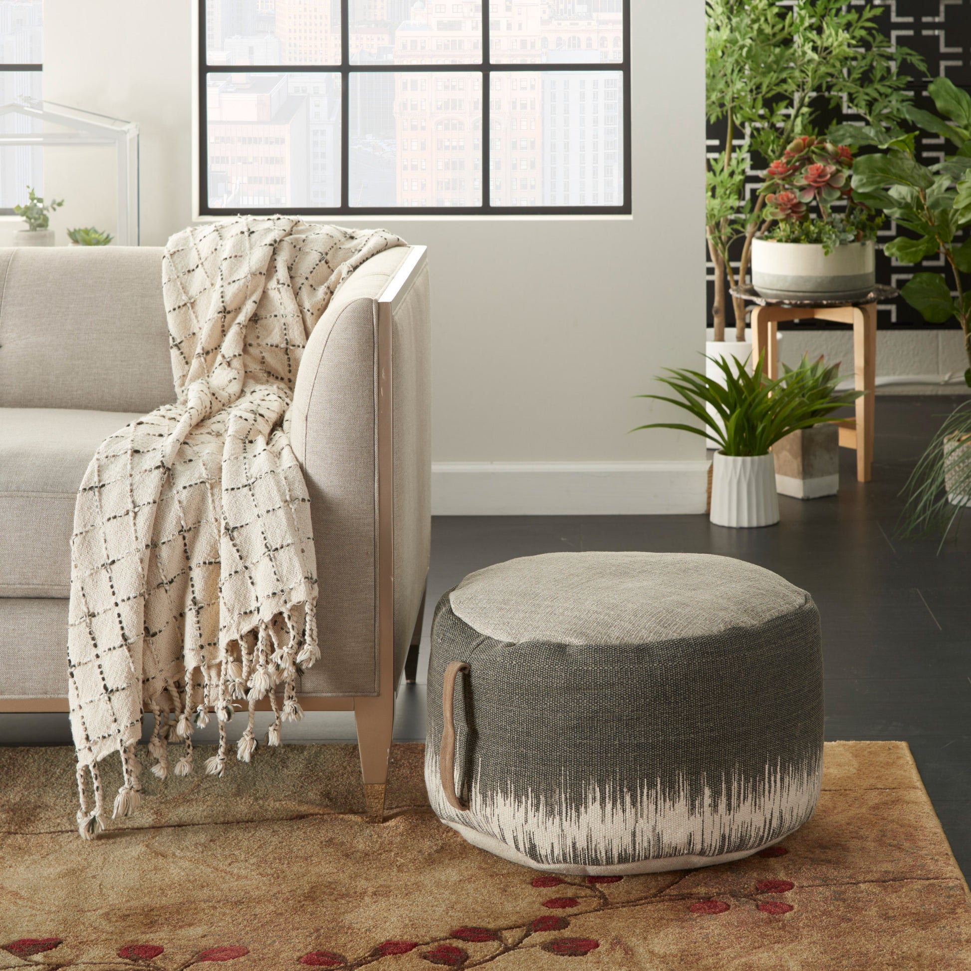 Mina Victory Life Styles Pouf, 20" x 20" x 12"