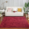 TWINNIS Shaggy Fuffly Area Rugs Super Soft Kids Carpet for Bedroom/Livingroom/Nursery Room,4’x6',Wine Red
