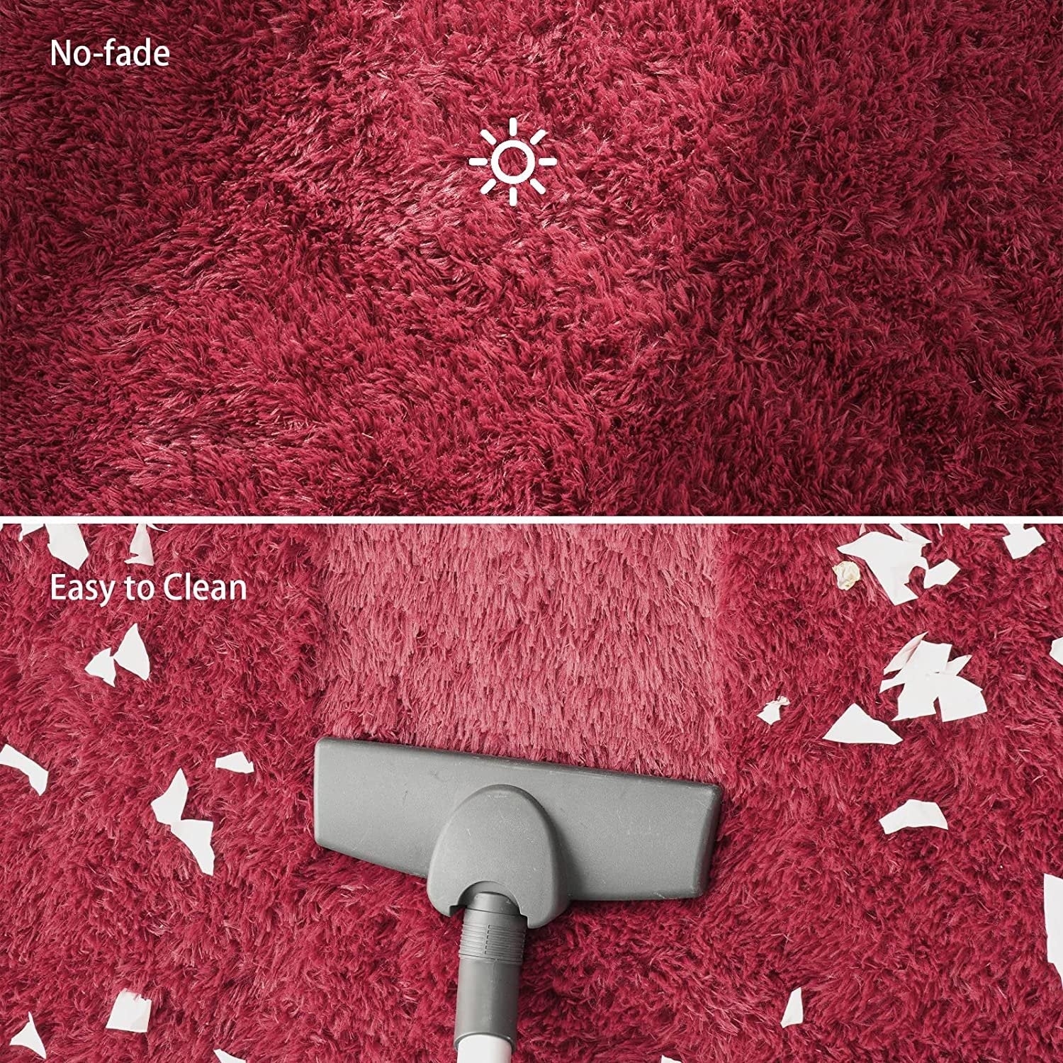 TWINNIS Shaggy Fuffly Area Rugs Super Soft Kids Carpet for Bedroom/Livingroom/Nursery Room,4’x6',Wine Red