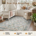 SIXHOME 10'x14' Floral Area Rug for Living Room, Washable Soft Non-Slip Traditional Carpet, Sage Green Botanical Rug for Bedroom Dining Room Home Decor Green