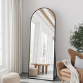 TinyTimes 65''x22'' Arched Full Length Mirror, Floor Mirror with Stand, Full Body Mirror, Wall Mirror, Modern & Contemporary Full Length Mirror, Aluminum Alloy Frame - Black