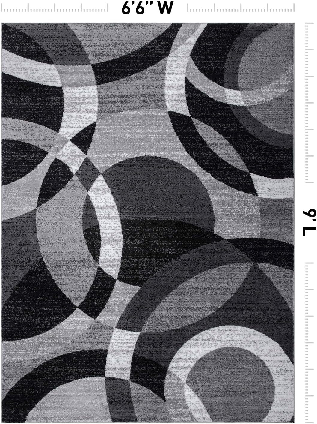 Contemporary Abstract Circles Perfect for High Traffic Areas of Your Living Room,Bedroom,Home Office,Kitchen Area Rug 6'6" X 9' Gray