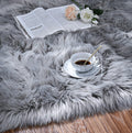 ISEAU Soft Faux Fur Fluffy Area Rug, Luxury Fuzzy Sheepskin Carpet Rugs for Bedroom Living Room, Shaggy Silky Plush Carpet Bedside Rug Floor Mat, 2ft x 4ft, Gray