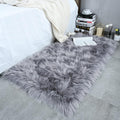 ISEAU Soft Faux Fur Fluffy Area Rug, Luxury Fuzzy Sheepskin Carpet Rugs for Bedroom Living Room, Shaggy Silky Plush Carpet Bedside Rug Floor Mat, 2ft x 4ft, Gray