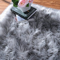 ISEAU Soft Faux Fur Fluffy Area Rug, Luxury Fuzzy Sheepskin Carpet Rugs for Bedroom Living Room, Shaggy Silky Plush Carpet Bedside Rug Floor Mat, 2ft x 4ft, Gray