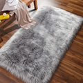ISEAU Soft Faux Fur Fluffy Area Rug, Luxury Fuzzy Sheepskin Carpet Rugs for Bedroom Living Room, Shaggy Silky Plush Carpet Bedside Rug Floor Mat, 2ft x 4ft, Gray