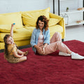 TWINNIS Shaggy Fuffly Area Rugs Super Soft Kids Carpet for Bedroom/Livingroom/Nursery Room,4’x6',Wine Red