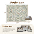 SIXHOME 10'x14' Floral Area Rug for Living Room, Washable Soft Non-Slip Traditional Carpet, Sage Green Botanical Rug for Bedroom Dining Room Home Decor Green