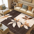 Pentantan 9'x12' Floral Area Rugs, Machine Washable Rug for Living Room- Soft Indoor Carpet, Low Pile for Bedroom, Dining Room, Playroom, Office, Brown