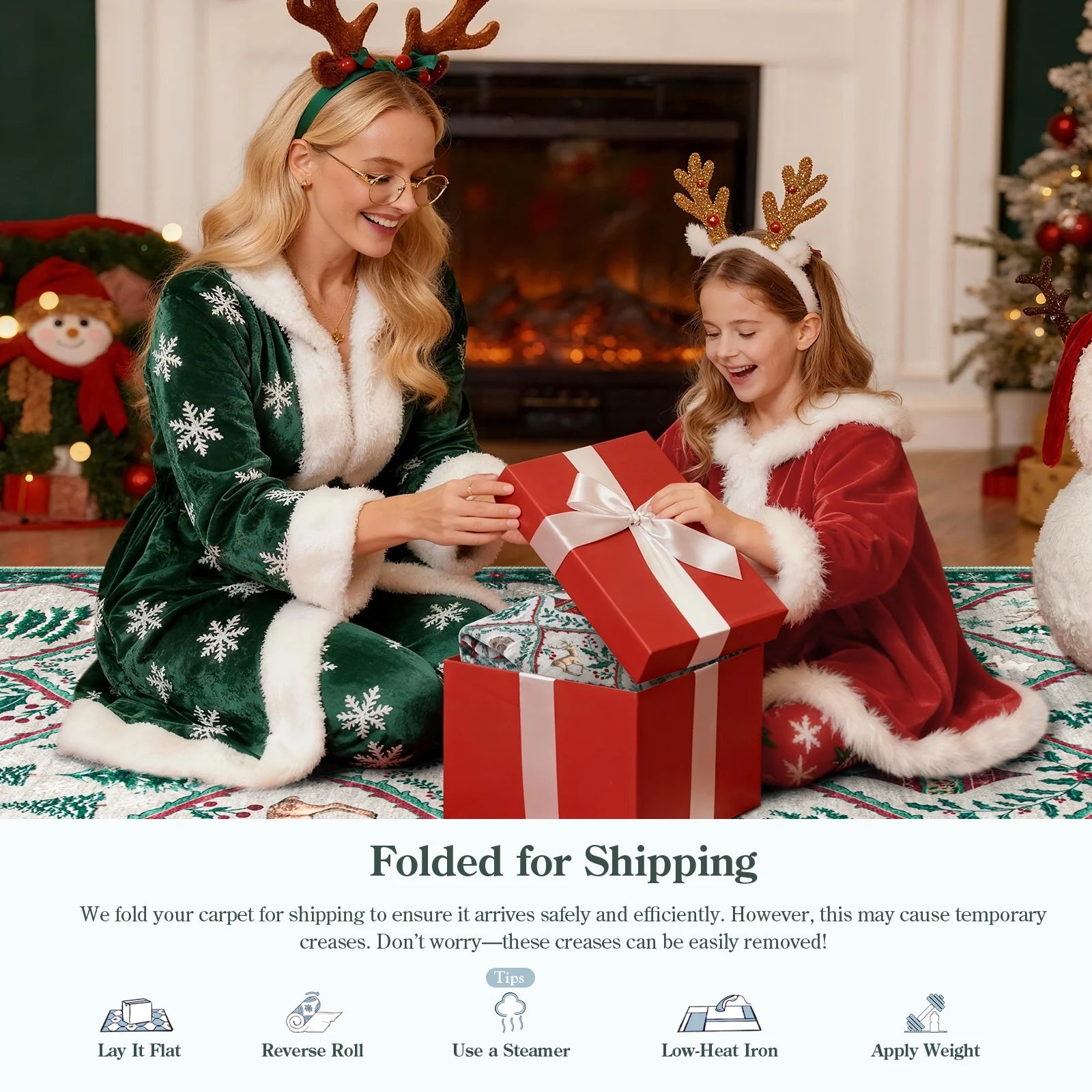 Moynesa 5'x7' Christmas Area Rug for Living Room,Cream Rug Xmas Tree Modern Rug Kitchen Rug Washable Rug