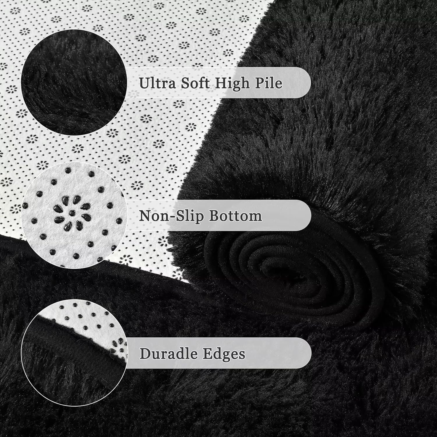 Junovo Ultra Soft Area Rugs 3x5 Feet Fluffy Carpets for Bedroom Kids Girls Boys Baby Living Room Shaggy Floor Nursery Rug Home Decor Mats, Navy Blue