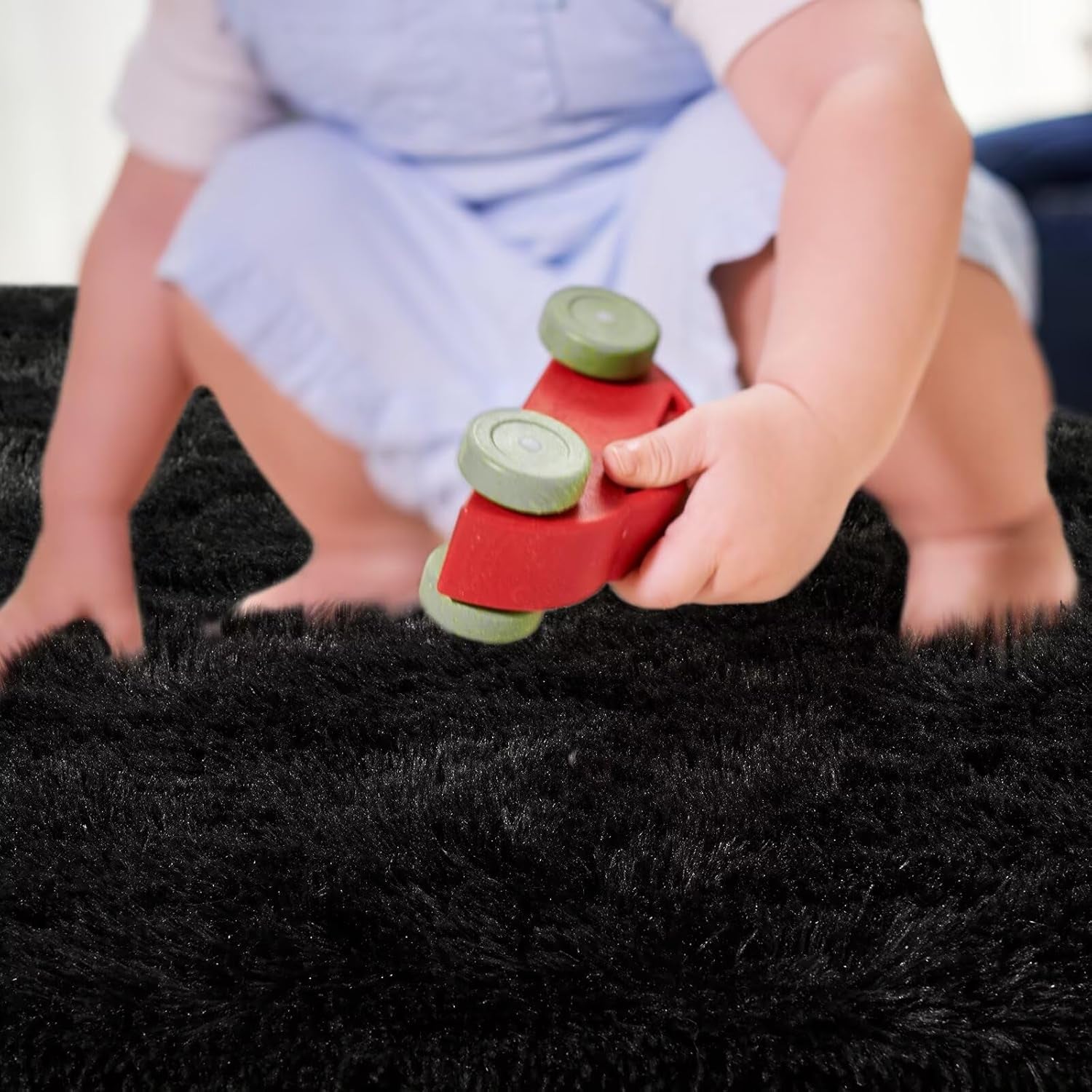 Junovo Ultra Soft Area Rugs 3x5 Feet Fluffy Carpets for Bedroom Kids Girls Boys Baby Living Room Shaggy Floor Nursery Rug Home Decor Mats, Navy Blue
