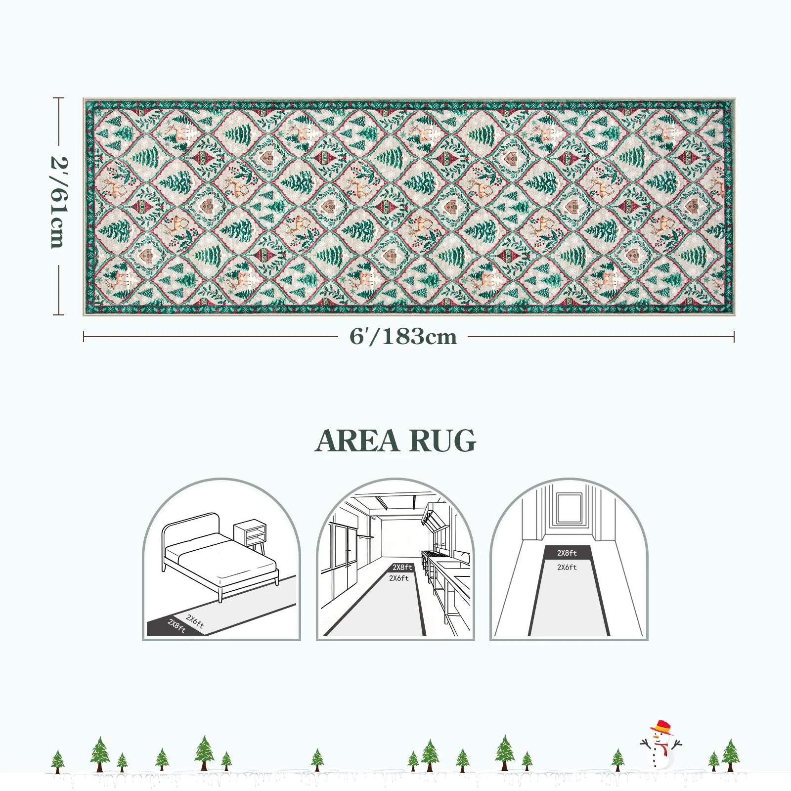 Moynesa 5'x7' Christmas Area Rug for Living Room,Cream Rug Xmas Tree Modern Rug Kitchen Rug Washable Rug