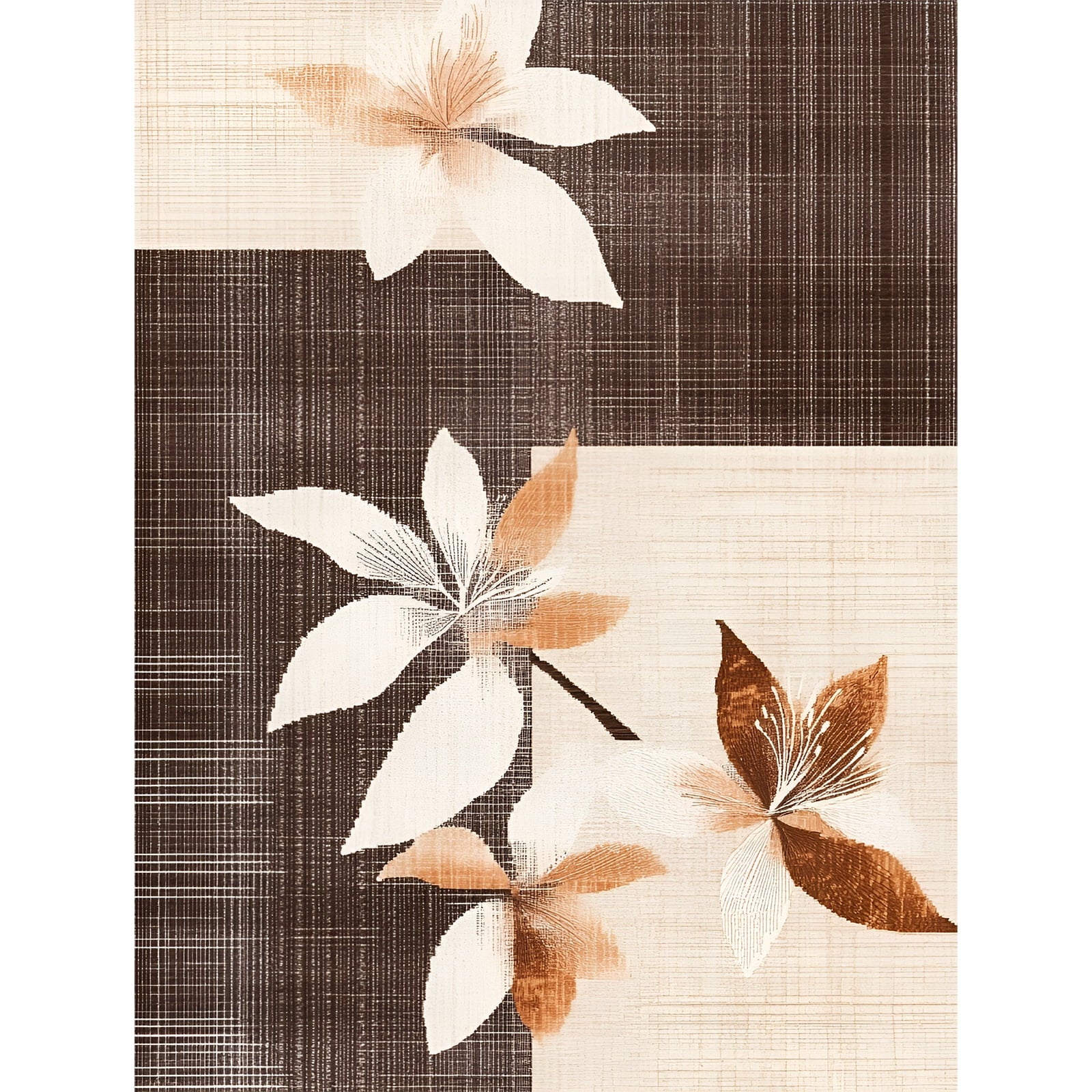 Pentantan 9'x12' Floral Area Rugs, Machine Washable Rug for Living Room- Soft Indoor Carpet, Low Pile for Bedroom, Dining Room, Playroom, Office, Brown