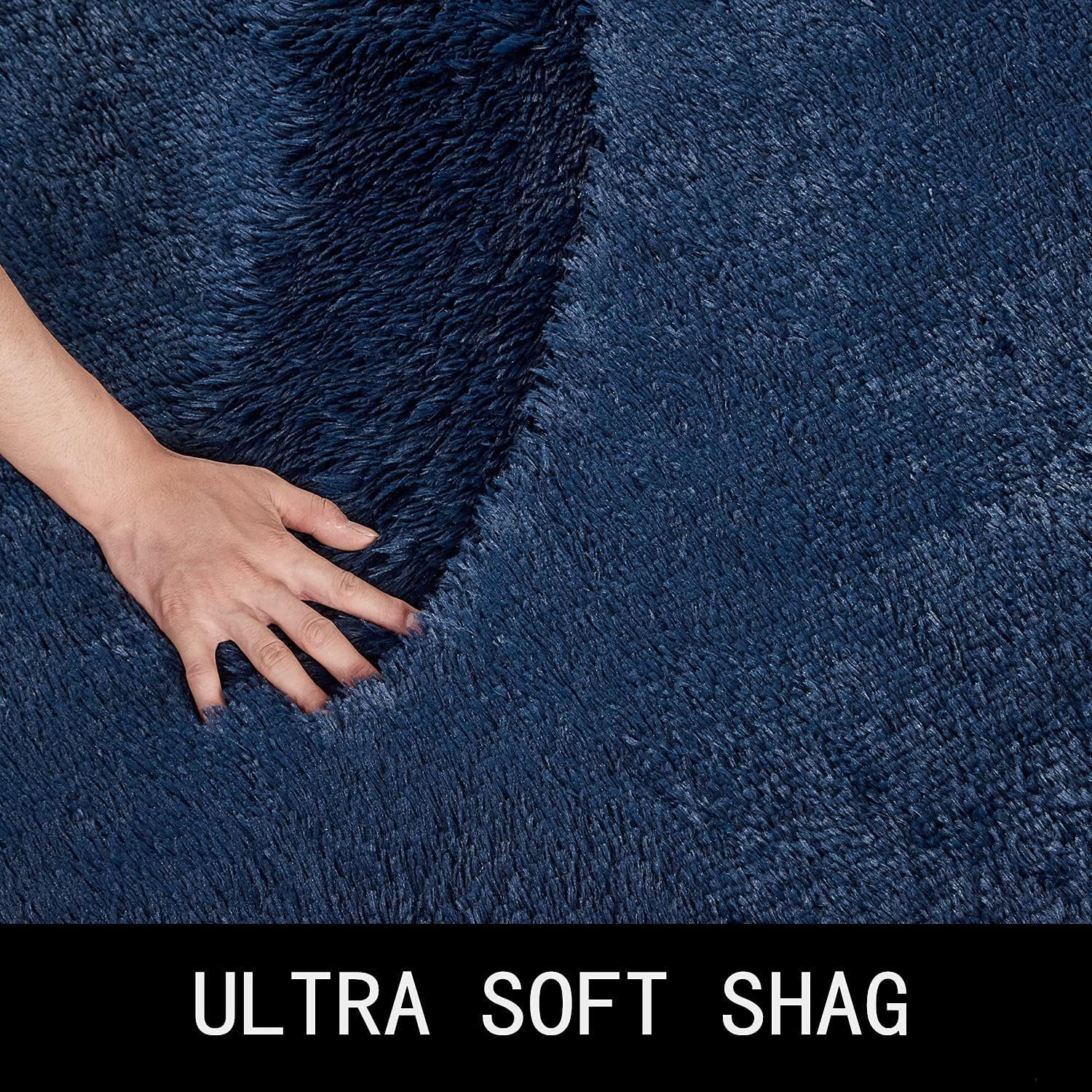 Area Rugs for Bedroom Living Room Nursery Room, 5Ft X 7Ft Navy Blue Fluffy Carpet for Teens Room, Shaggy Clearance Fuzzy Plush Throw Rug for Dorm