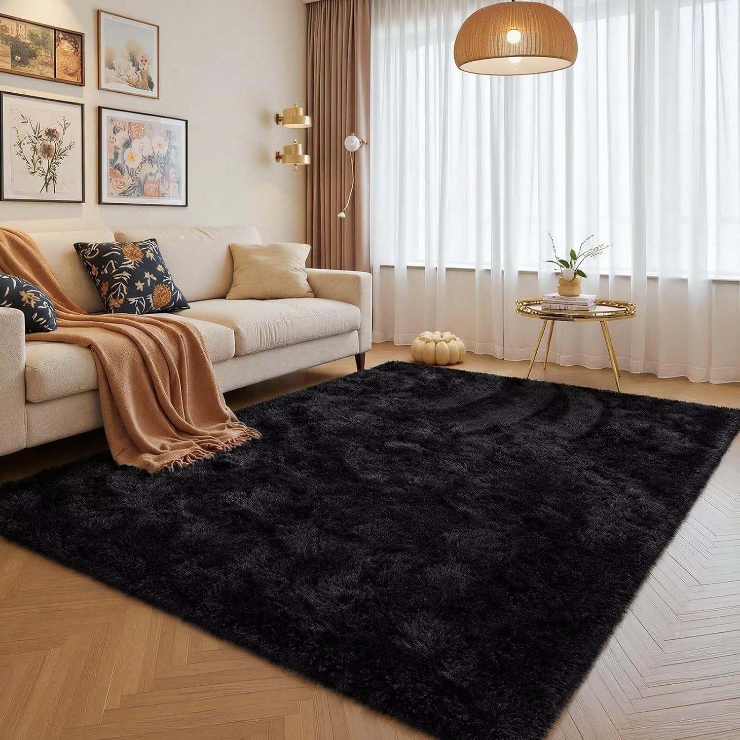 Junovo Ultra Soft Area Rugs 3x5 Feet Fluffy Carpets for Bedroom Kids Girls Boys Baby Living Room Shaggy Floor Nursery Rug Home Decor Mats, Navy Blue