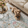 SIXHOME 10'x14' Floral Area Rug for Living Room, Washable Soft Non-Slip Traditional Carpet, Sage Green Botanical Rug for Bedroom Dining Room Home Decor Green