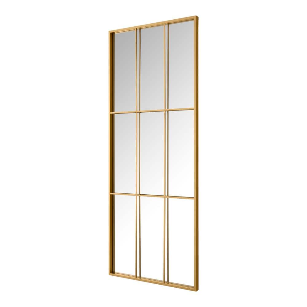 Oversized Gold Metal Frame Windowpane Classic Floor Mirror (70 in. H x 29 in. W)