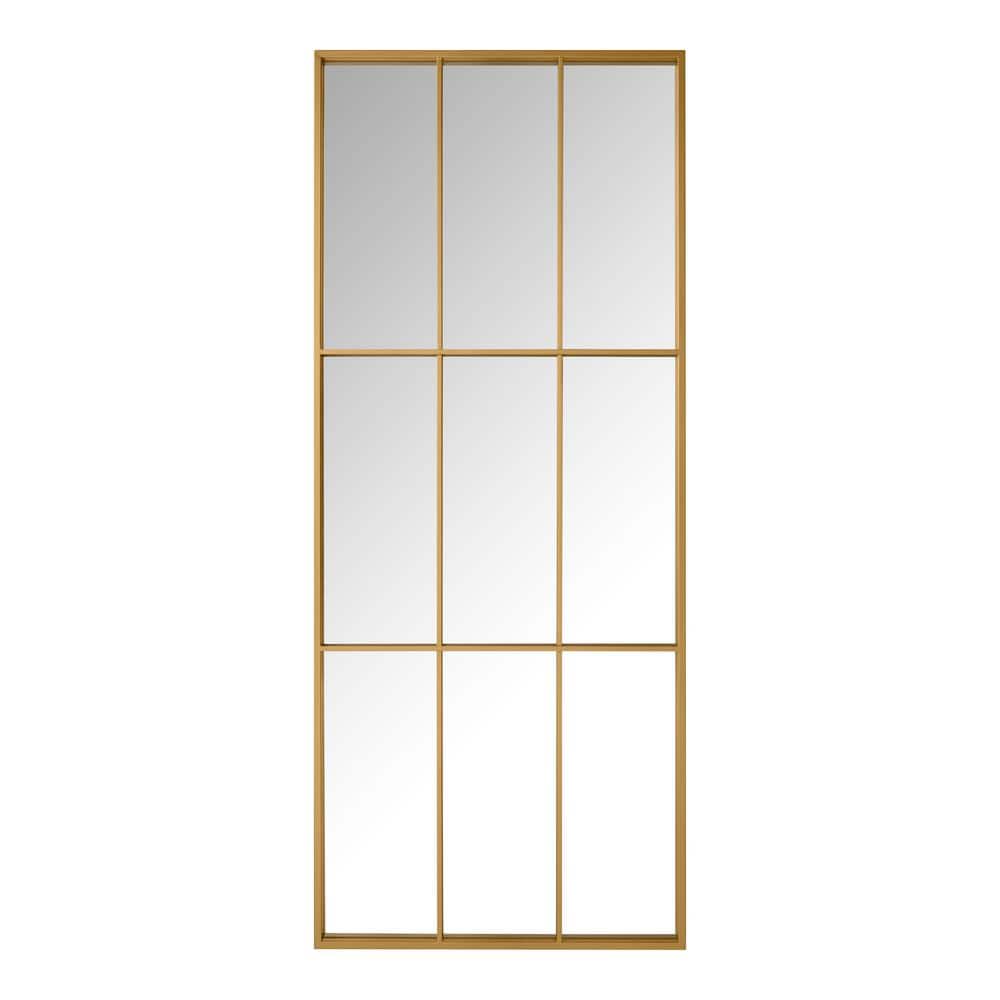 Oversized Gold Metal Frame Windowpane Classic Floor Mirror (70 in. H x 29 in. W)